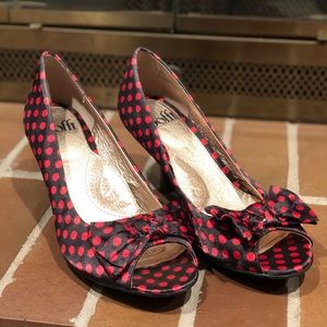Sofft 8M Kitten Heels Polka Dot Bow Shoes
